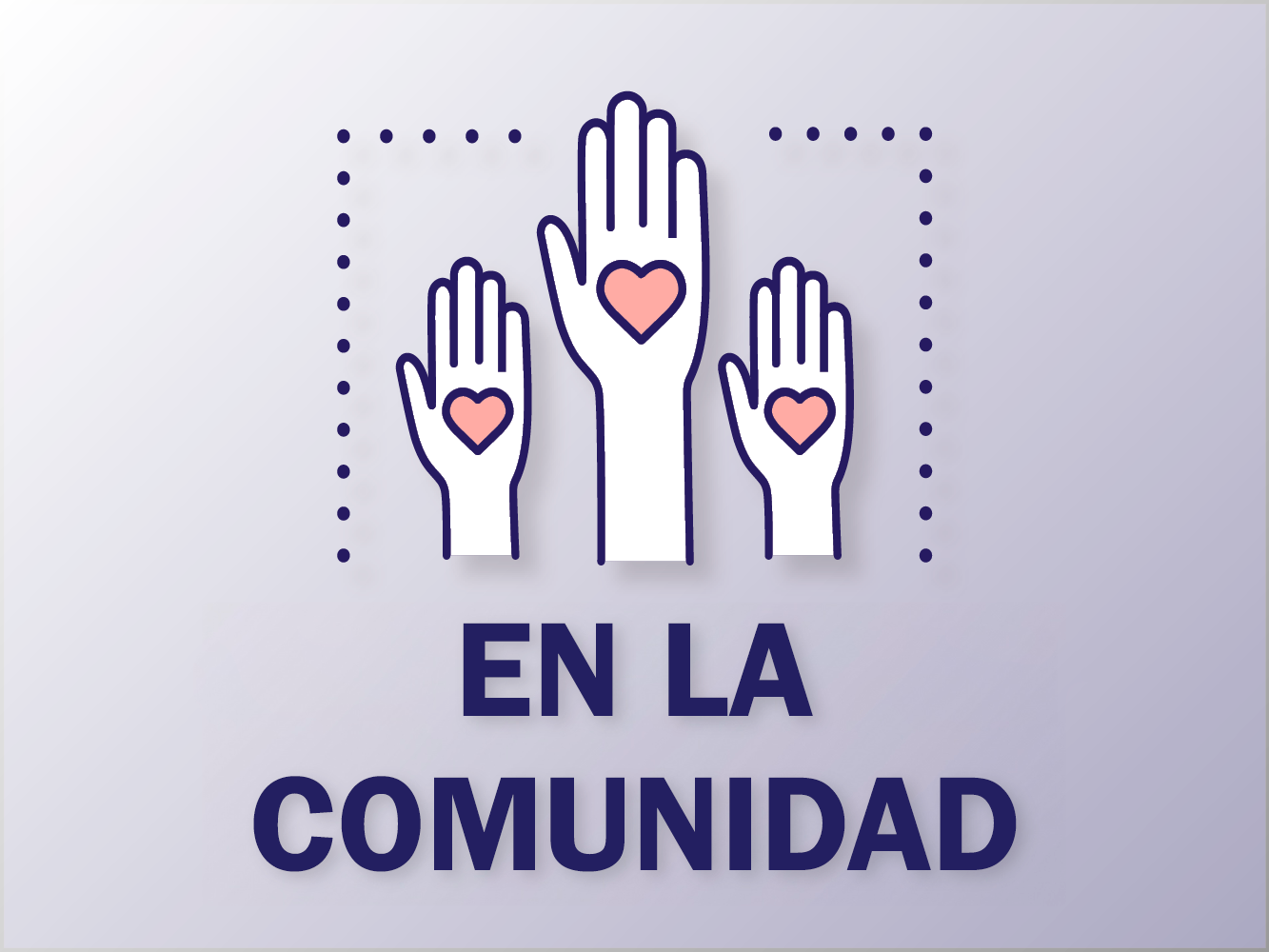 gráfico con manos levantadas con corazones en ellas